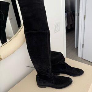 Black Suede Over-the-Knee Boots